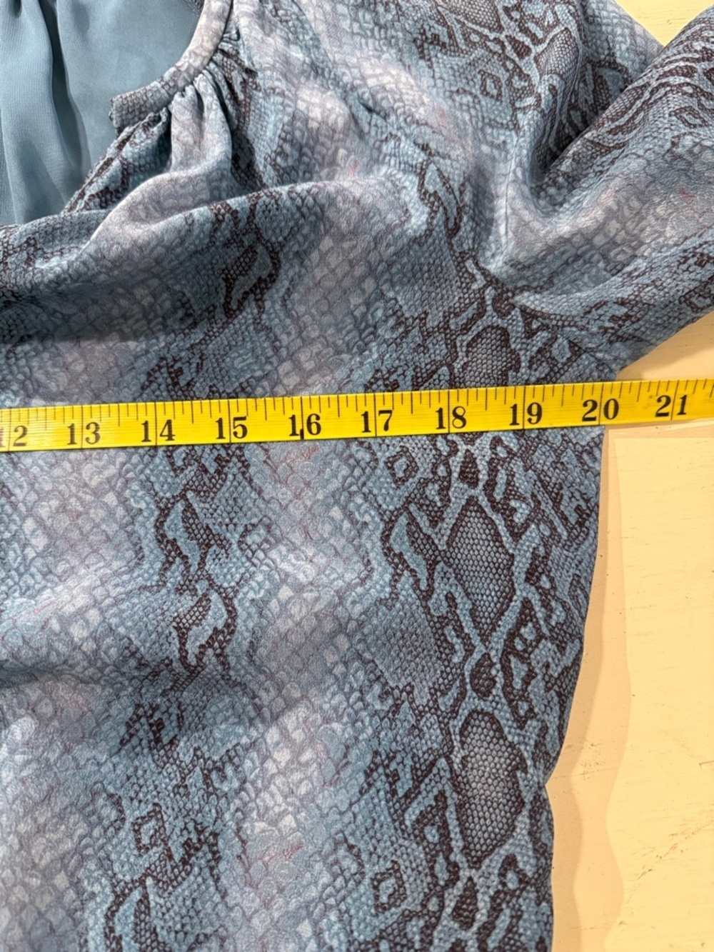 Ramy Brook Silk Snake Print Mini Dress Blue Gray Long Sleeve Ruched Waist - Picture 11 of 16